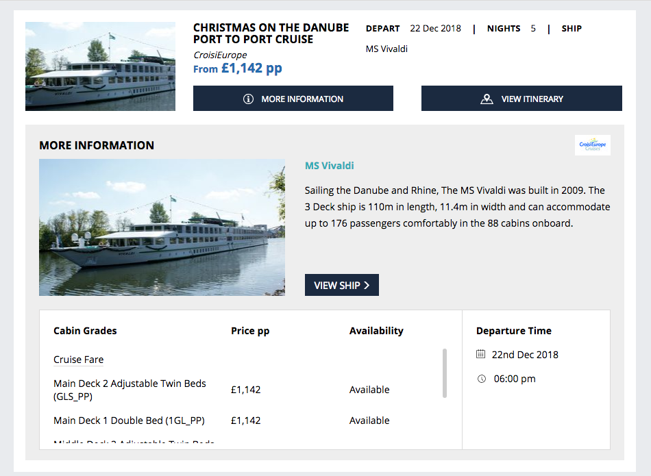 Screenshot of CroisiEurope Cruise Search