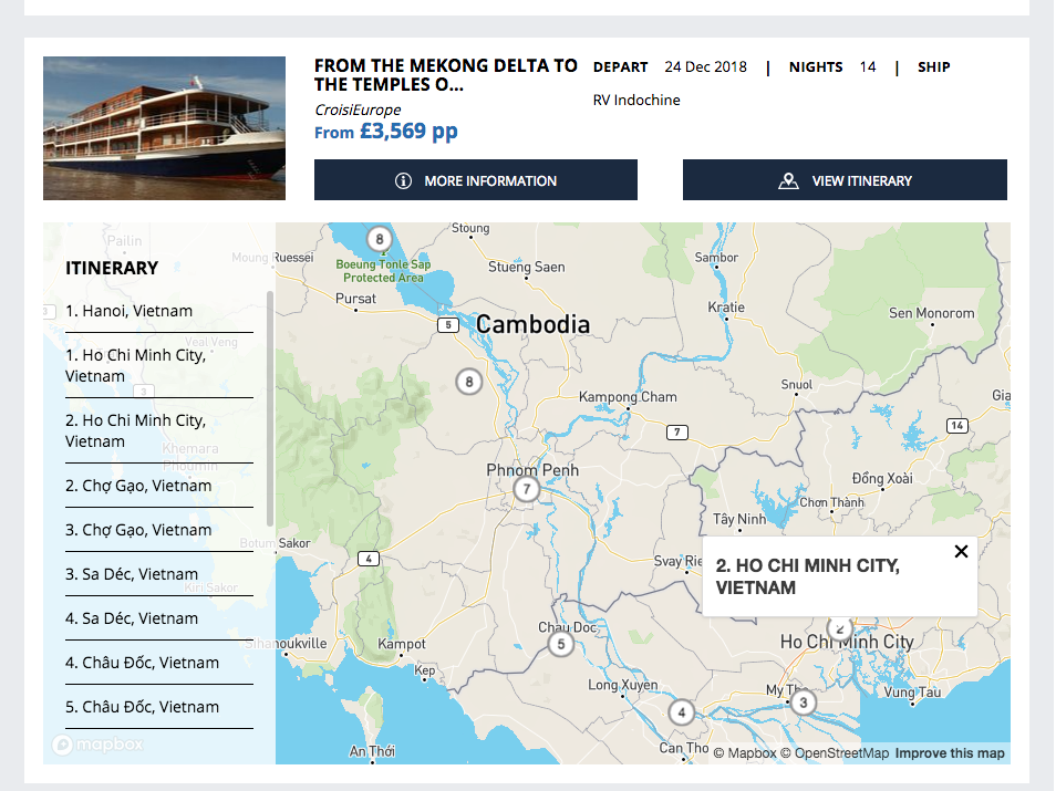 Screenshot of CroisiEurope Itineraries