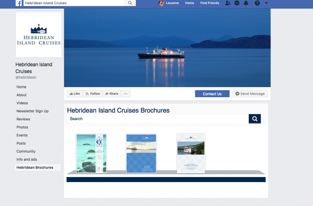 Screenshot of Hebridean Brochure Rack on Facebook