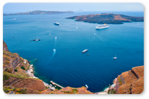 many ships of different sizes at sea