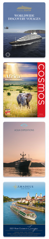 Four brochure covers vertical